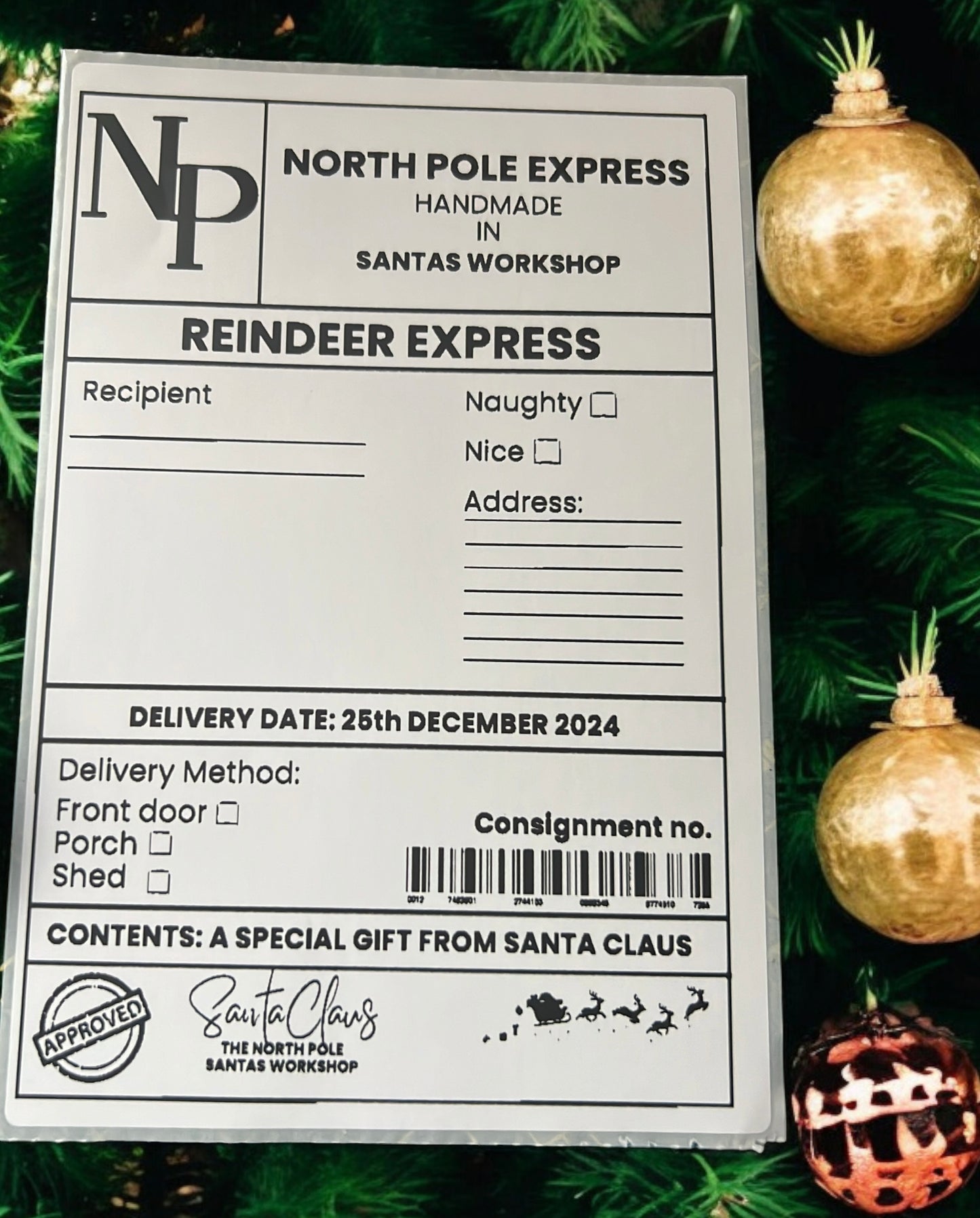 North Pole Express Shipping Labels